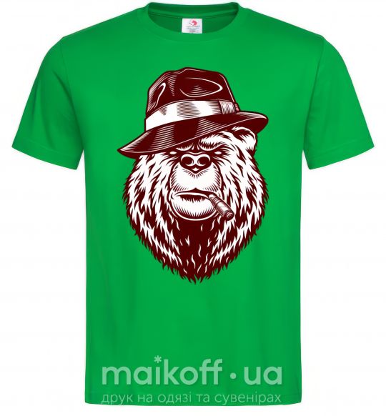 Чоловіча футболка Bear with a cigar Зелений фото