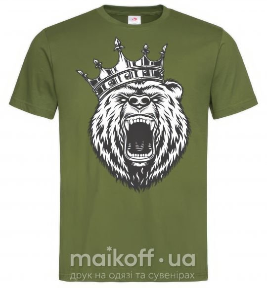 Чоловіча футболка Bear in crown Оливковий фото