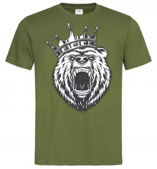 Чоловіча футболка Bear in crown Оливковий фото