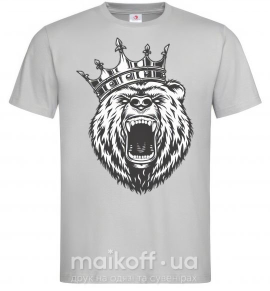 Мужская футболка Bear in crown Серый фото