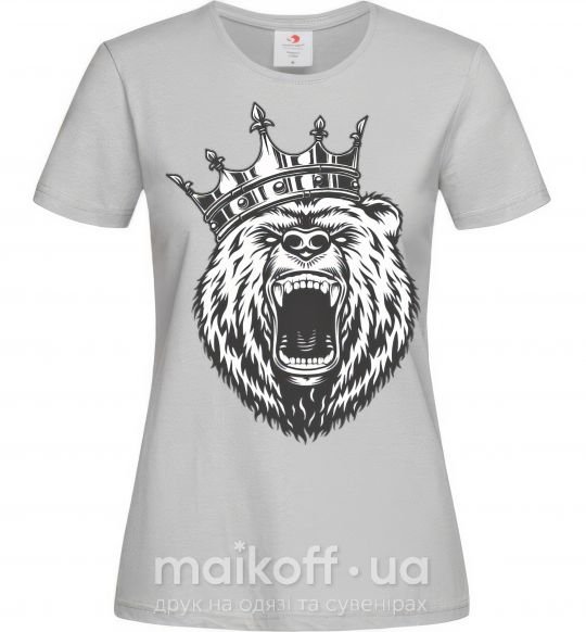 Жіноча футболка Bear in crown Сірий фото