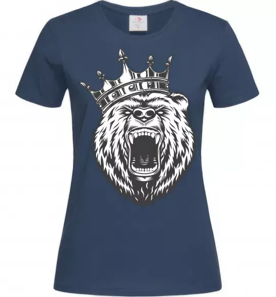 Женская футболка Bear in crown Темно-синий фото
