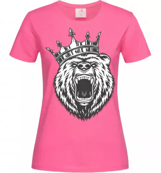 Женская футболка Bear in crown Ярко-розовый фото