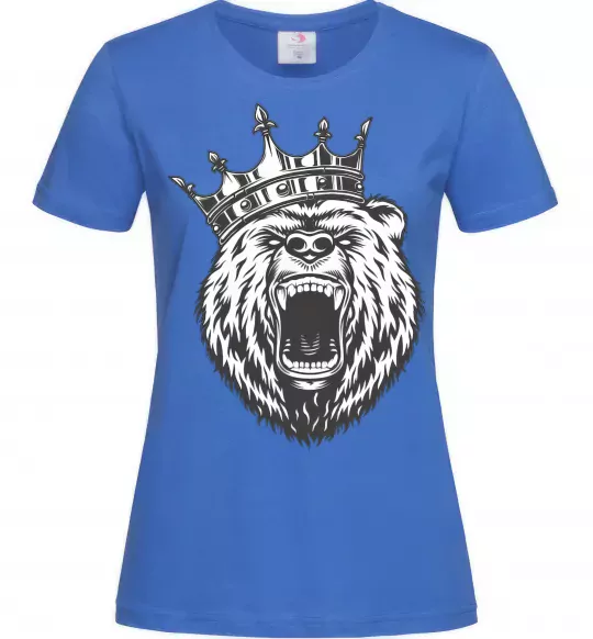 Женская футболка Bear in crown Ярко-синий фото