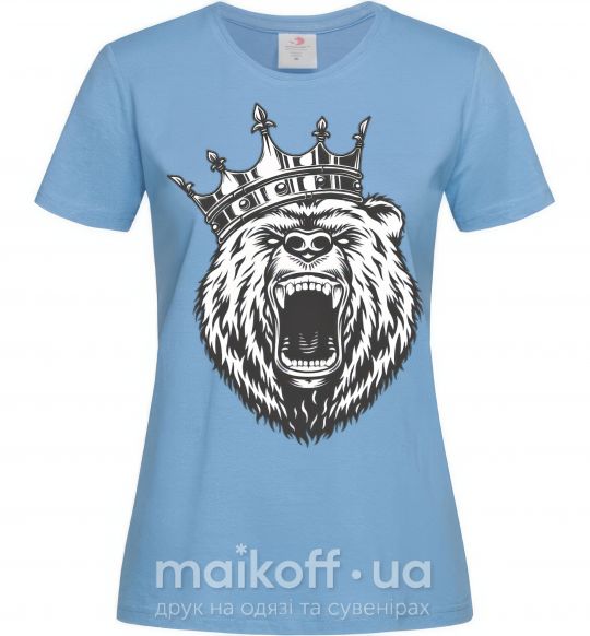 Жіноча футболка Bear in crown Блакитний фото