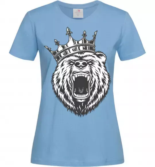 Женская футболка Bear in crown Голубой фото