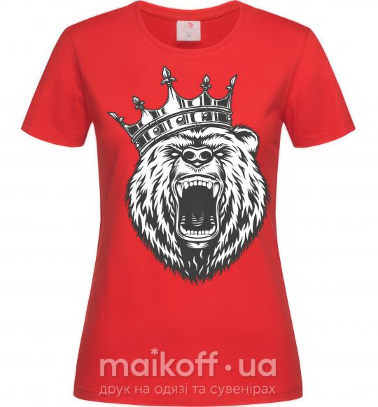 Жіноча футболка Bear in crown Червоний фото