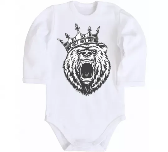 Детский боди Bear in crown Белый фото