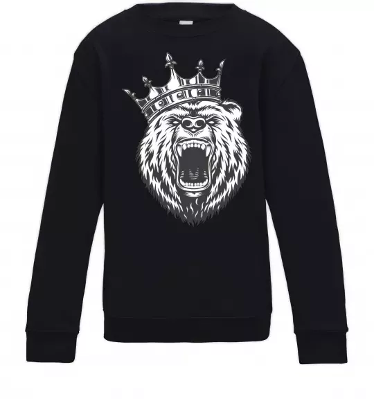 Детский Свитшот Bear in crown Черный фото