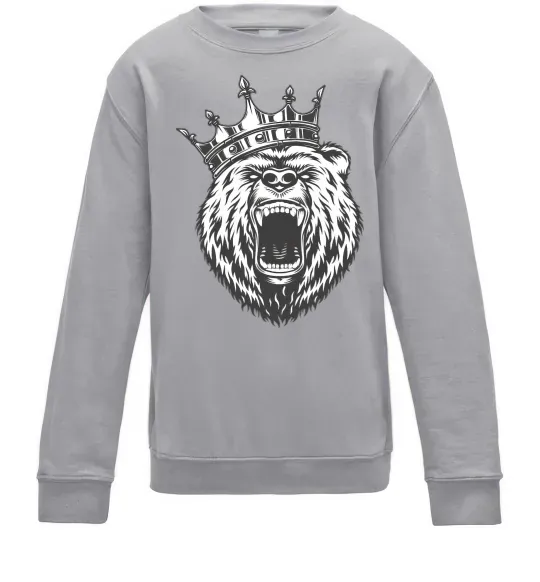 Детский Свитшот Bear in crown Серый меланж фото
