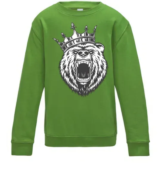 Детский Свитшот Bear in crown Лаймовый фото