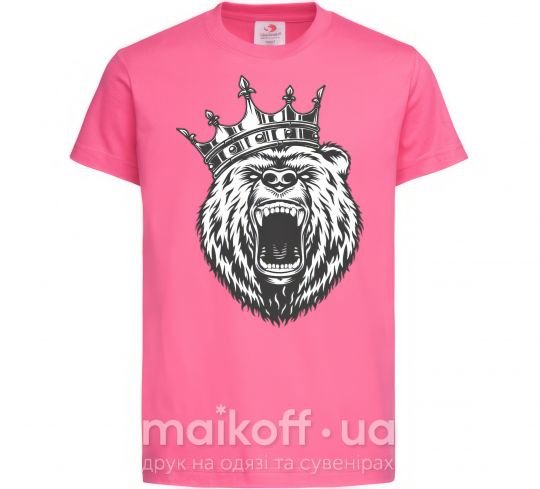 Дитяча футболка Bear in crown Яскраво-рожевий фото