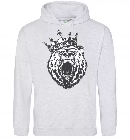 Женская толстовка (худи) Bear in crown Серый меланж фото