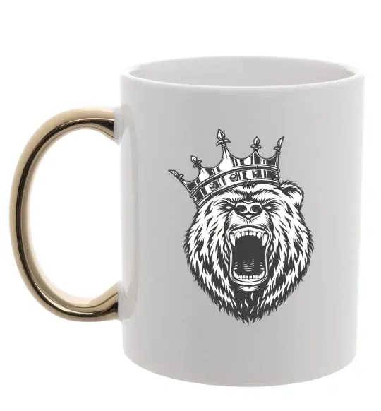 Чашка з кольоровою ручкою Bear in crown Золото фото