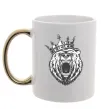 Чашка з кольоровою ручкою Bear in crown Золото фото