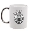 Чашка з кольоровою ручкою Bear in crown Срібло фото