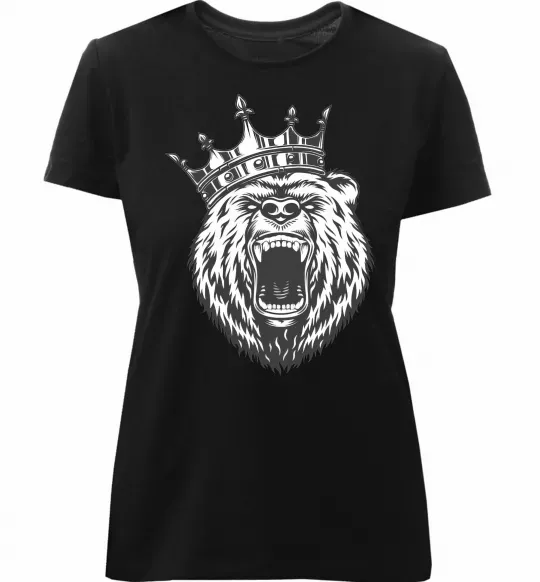 Женская премиум футболка Bear in crown Черный фото