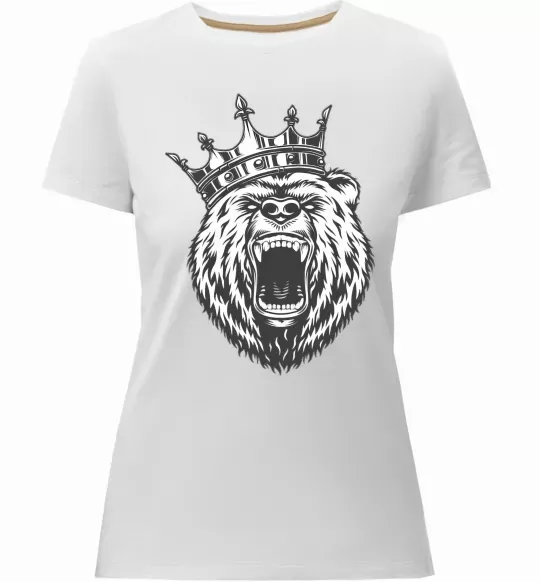 Женская премиум футболка Bear in crown Белый фото