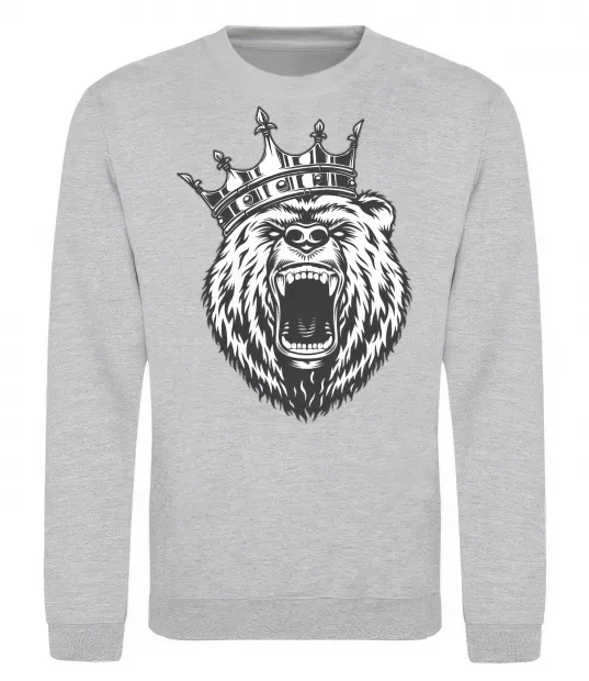 Свитшот Bear in crown Серый меланж фото