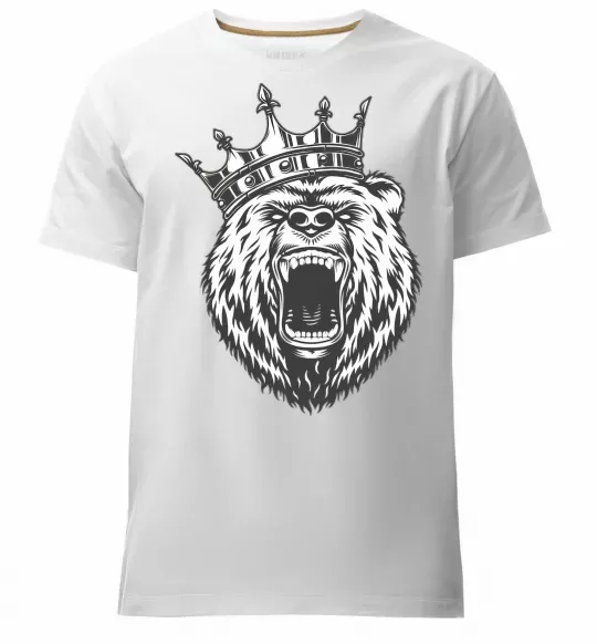 Мужская премиум футболка Bear in crown Белый фото