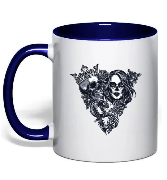 Чашка с цветной ручкой Santa Muerte V Глубокий темно-синий фото