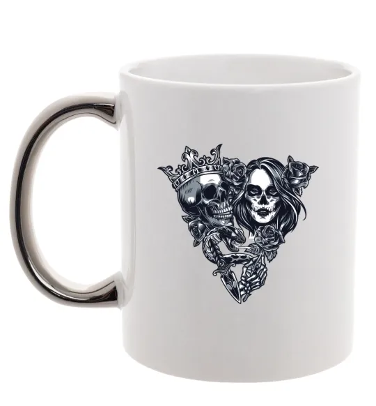 Чашка с цветной ручкой Santa Muerte V Серебро фото