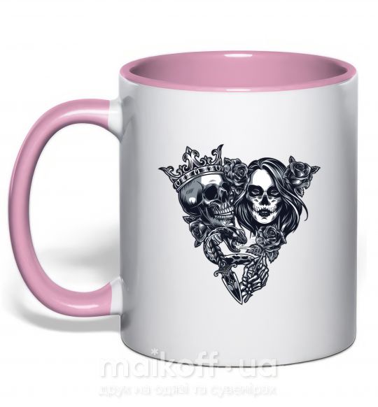 Чашка с цветной ручкой Santa Muerte V Нежно розовый фото