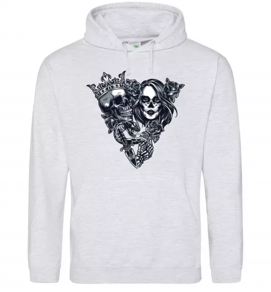 Мужская толстовка (худи) Santa Muerte V Серый меланж фото