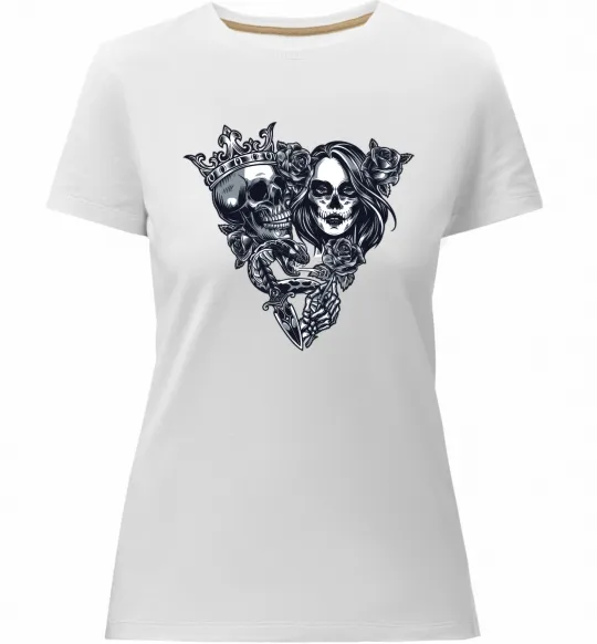 Женская премиум футболка Santa Muerte V Белый фото