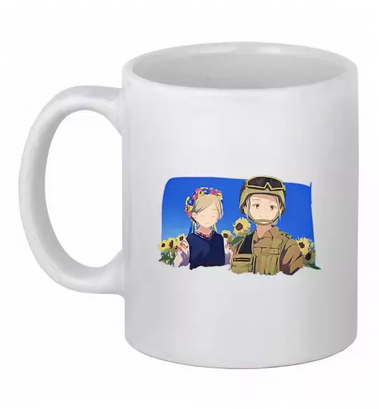 Чашка керамічна Український солдат аніме Білий фото