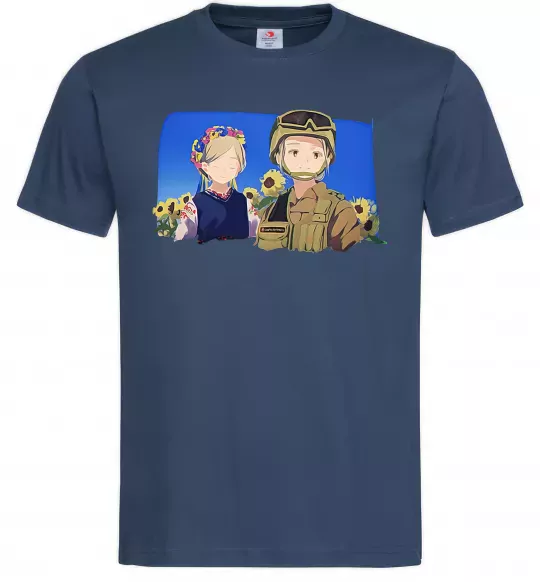 Мужская футболка Український солдат аніме Темно-синий фото