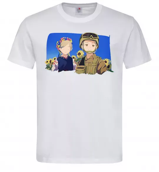 Мужская футболка Український солдат аніме Белый фото