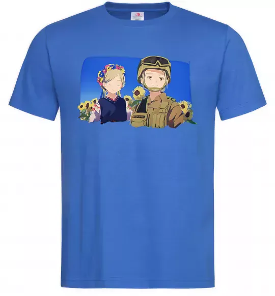 Мужская футболка Український солдат аніме Ярко-синий фото