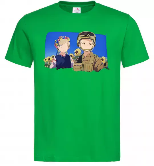 Мужская футболка Український солдат аніме Зеленый фото