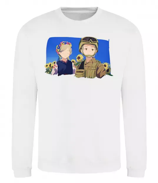 Світшот Український солдат аніме Білий фото