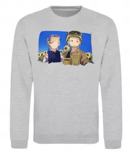 Свитшот Український солдат аніме Серый меланж фото