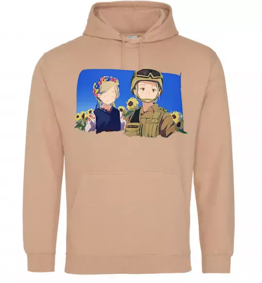 Чоловіча толстовка (худі) Український солдат аніме Пісочний фото