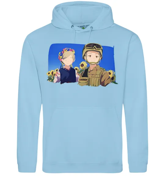 Мужская толстовка (худи) Український солдат аніме Голубой фото