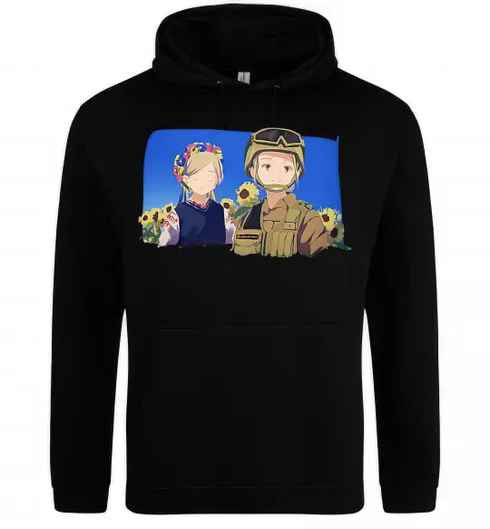 Жіноча толстовка (худі) Український солдат аніме Чорний фото