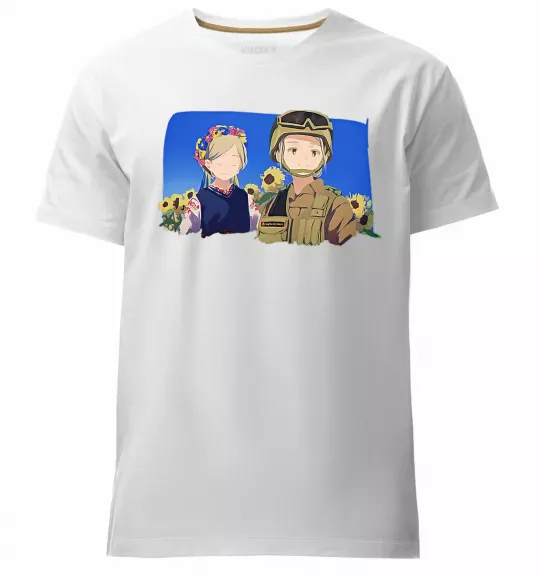 Чоловіча преміум футболка Український солдат аніме Білий фото