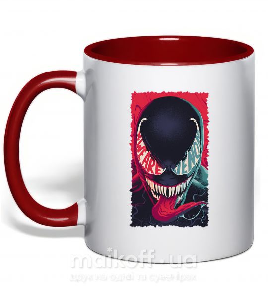 Чашка с цветной ручкой We are venom Красный фото
