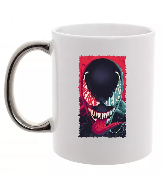 Чашка с цветной ручкой We are venom Серебро фото