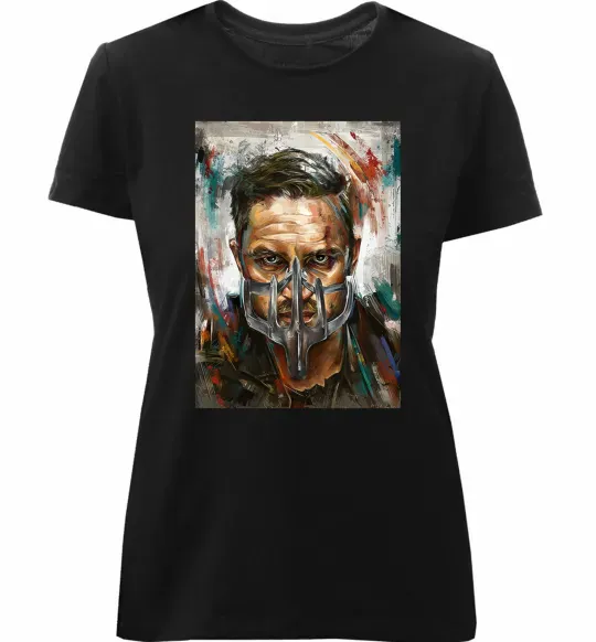 Женская премиум футболка Том Харді в масці Черный фото