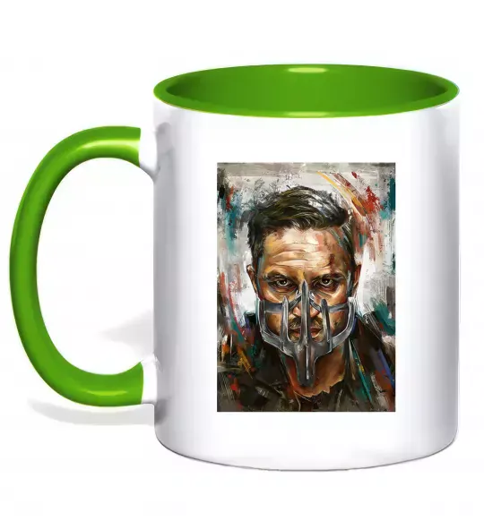 Чашка з кольоровою ручкою Том Харді в масці Зелений фото