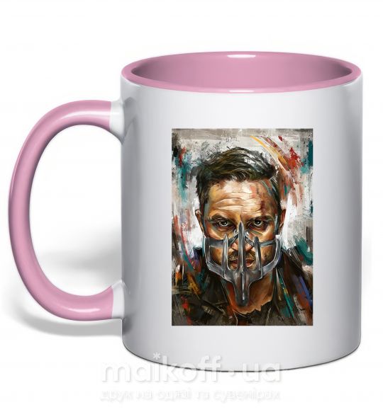 Чашка с цветной ручкой Том Харди в маске Нежно розовый фото