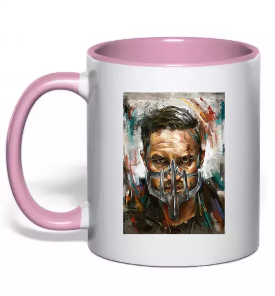 Чашка з кольоровою ручкою Том Харді в масці Ніжно рожевий фото