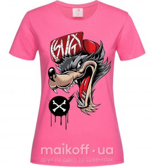 Жіноча футболка Swag wolf Яскраво-рожевий фото