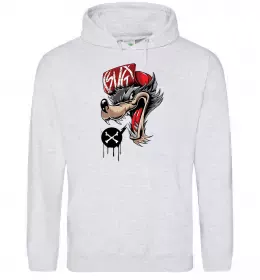 Женская толстовка (худи) Swag wolf Серый меланж фото