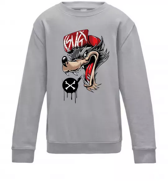Детский Свитшот Swag wolf Серый меланж фото