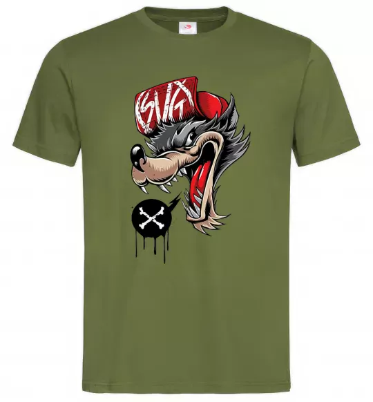 Мужская футболка Swag wolf Оливковый фото